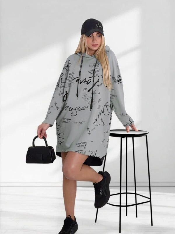 Letter print jumper dress Grey
