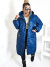 Sara Oversize Quilted hooded jacket Petrol