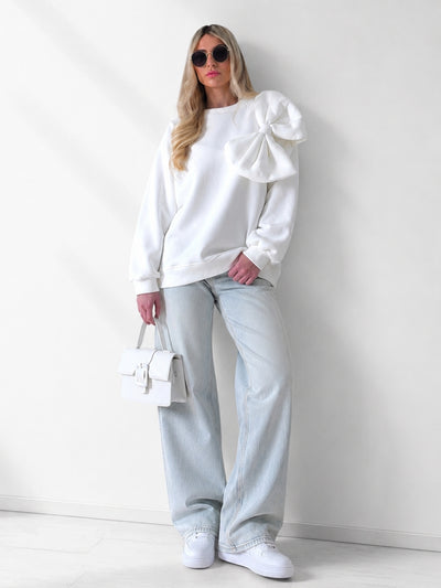Charlotte 3D bow jumper White/Cream