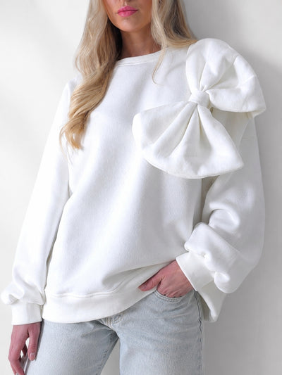 Charlotte 3D bow jumper White/Cream