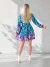 Teal Floral print v-neck dress