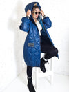 Sara Oversize Quilted hooded jacket Petrol