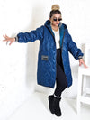 Sara Oversize Quilted hooded jacket Petrol