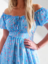 Ailyn Puff sleeve floral Maxi dress Baby Blue