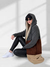 Lili Striped hooded cardigan Brown