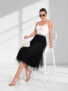 Dara Black structured detail Pleated tulle skirt
