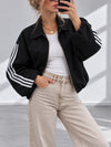Luna Stripe Zip-Up Jacket Black