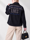 Denim jacket Letter print Black
