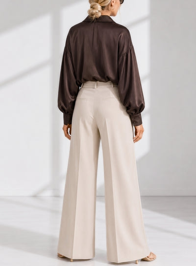 Brown Oversize soft satin shirt