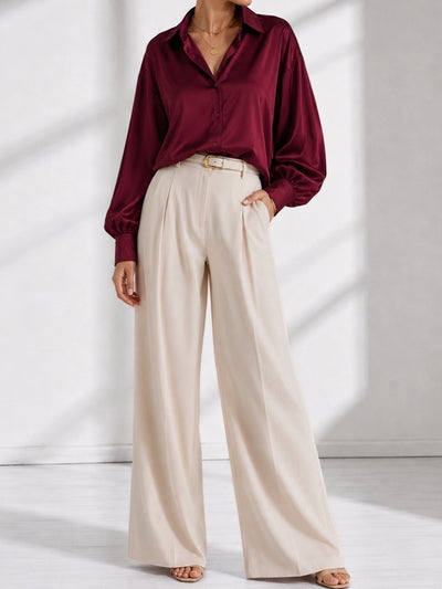 Burgundy Oversize soft satin shirt