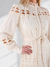 Crochet shirt dress Beige