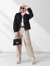Denim jacket Letter print Black