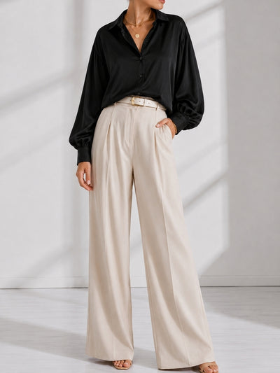 Black Oversize soft satin shirt