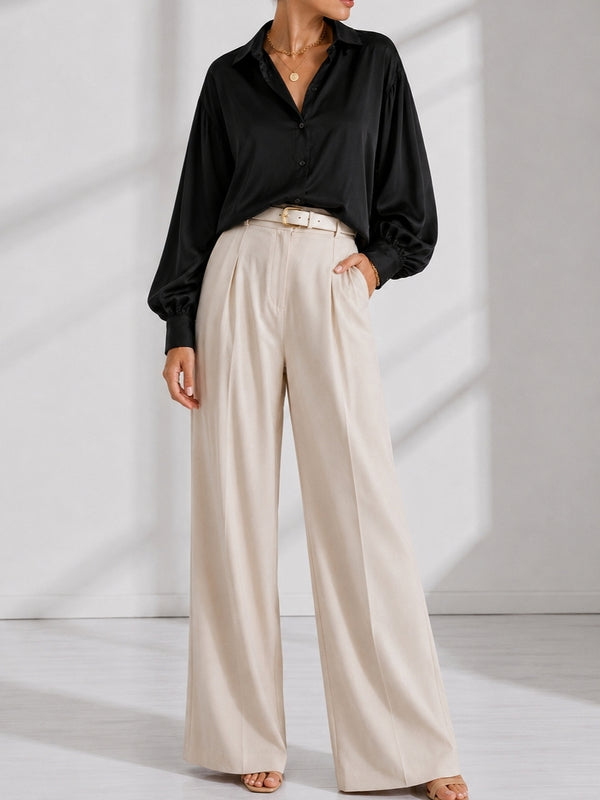 Black Oversize soft satin shirt