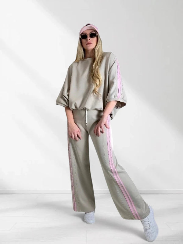 Ayla 2 pieces Trousers and Jumper Beige