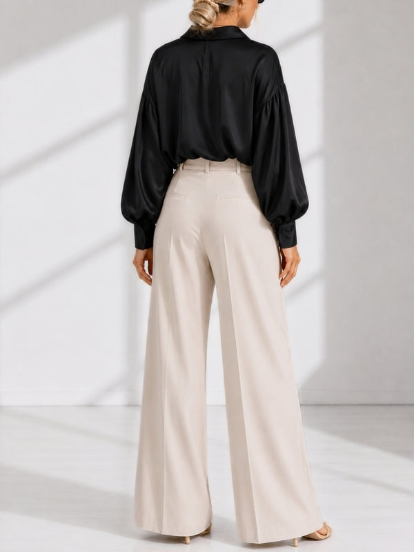 Black Oversize soft satin shirt
