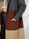 Lili Striped hooded cardigan Brown