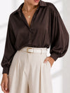 Brown Oversize soft satin shirt