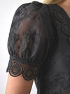 Lace crochet short sleeve top Black