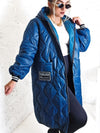 Sara Oversize Quilted hooded jacket Petrol