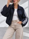 Luna Stripe Zip-Up Jacket Navy