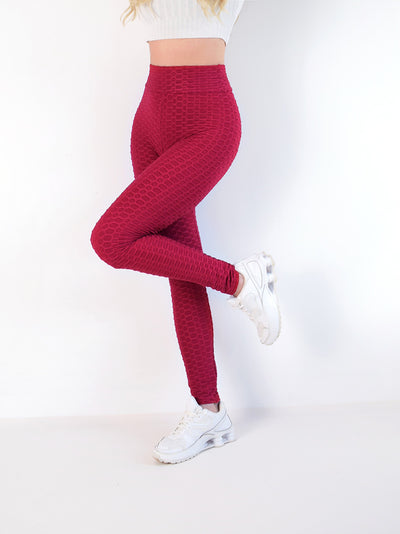 Burgundy High waist Anti Cellulite Leggings