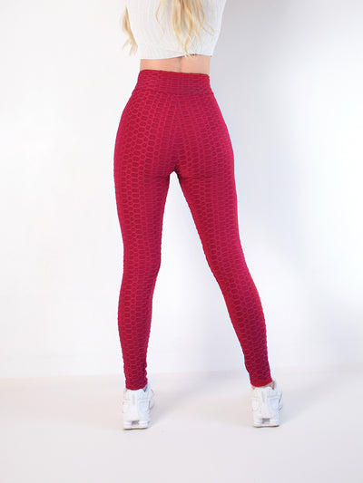 Burgundy High waist Anti Cellulite Leggings