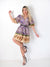 Purple Printed belted dress