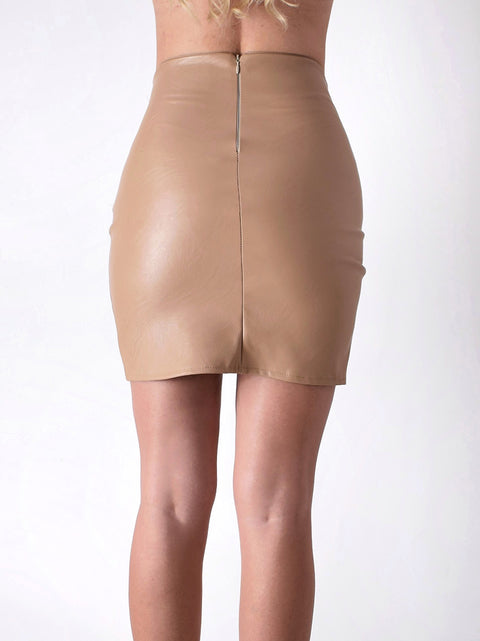 Faux leather high waist skirt Beige
