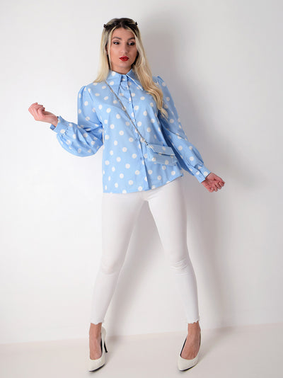 Polka dot shirt with bag baby Blue