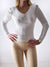 Ribbed Long sleeve collar top White