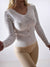 Ribbed Long sleeve collar top White