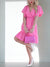 V neck elasticated waist short sleeve dress Pink