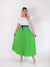 Green Pleated belted maxi skirt