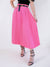 Pink Pleated belted maxi skirt