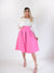 Pink A line elasticated waist midi skirt