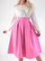 Pink A line elasticated waist midi skirt