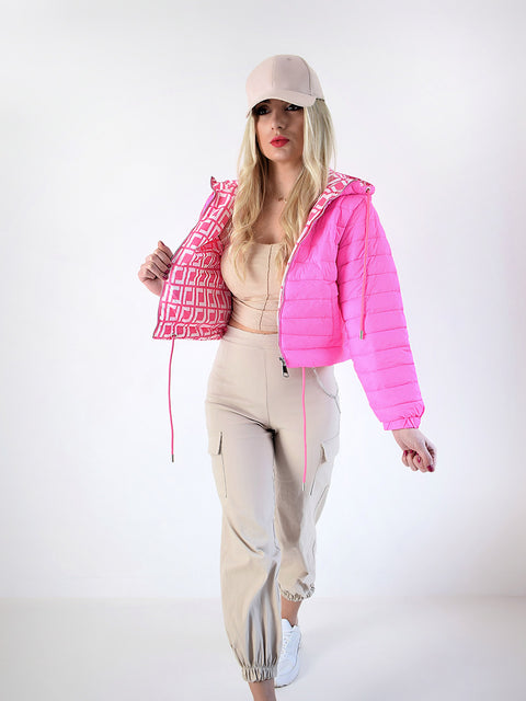 Pink Hooded padded jacket